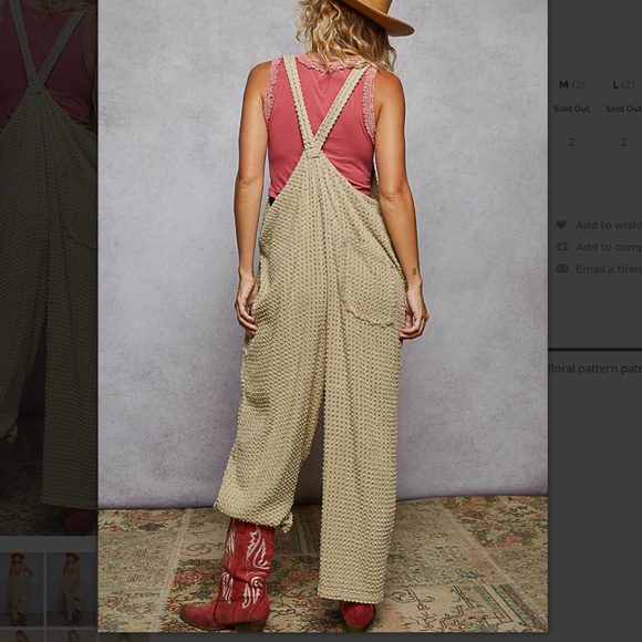 POL “ Amanda ” POL Textured Twill Overall Jumpsuit Romper One Piece 90 - Picture 5 of 6